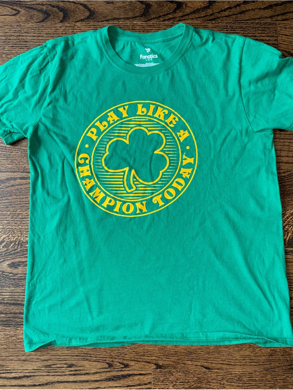 Fanatics Green Tee with Yellow Shamrock Graphic